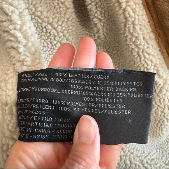 VTG LP Uomo Leather Sherpa Lined Suede Jacket Men Large Tan Western Barn Chore - Picture 5 of 14